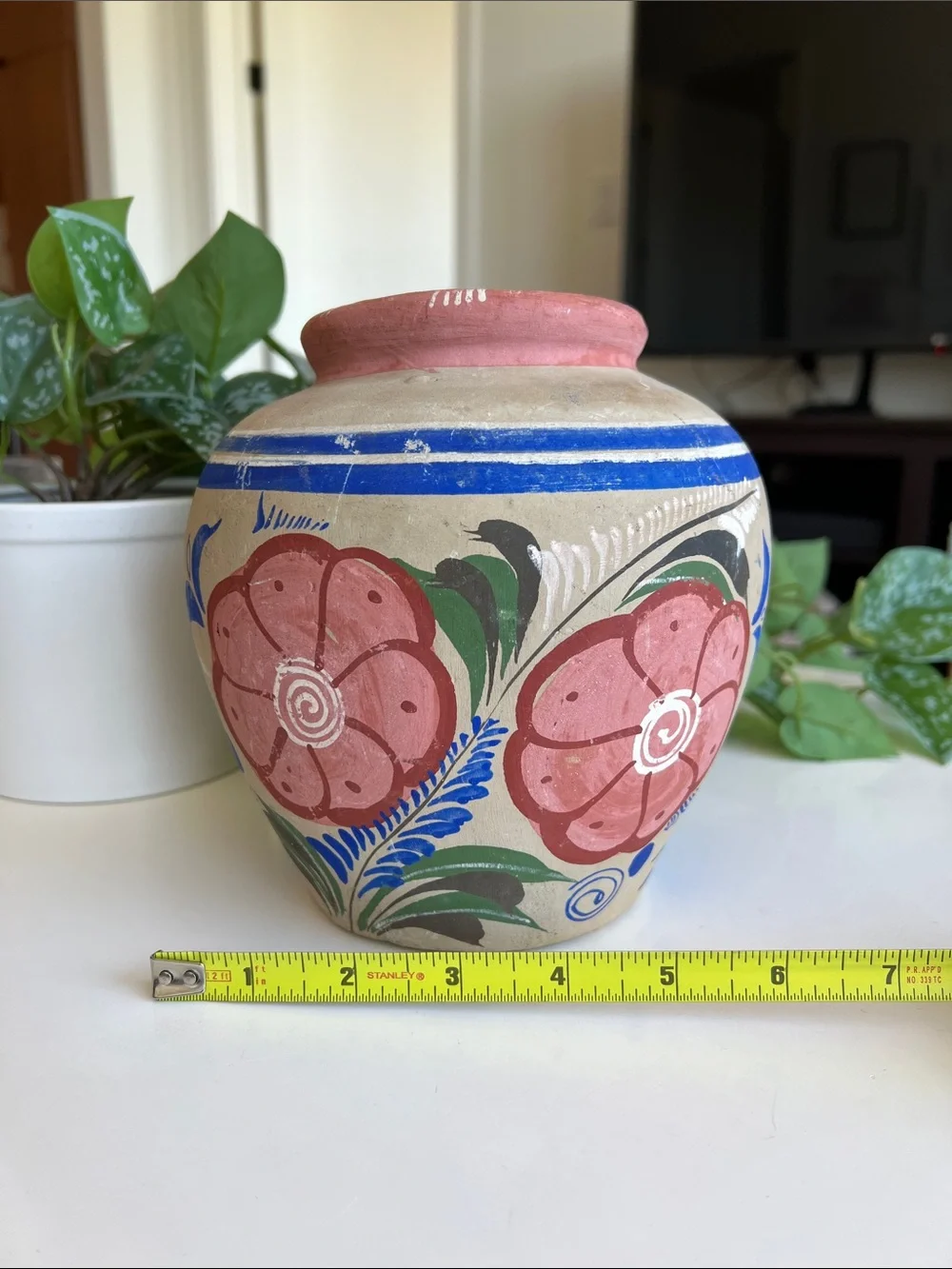 Vintage Mexican Pottery Vase Floral Handmade - Picture 14 of 14